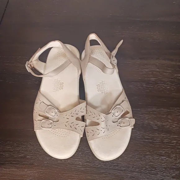 SAS Duo Quarter Strap Sandals Womens 6.5 Beige Comfort Leather Walking Shoes USA - Picture 3 of 8